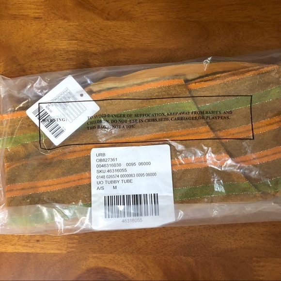 UO Cropped Tube Top glitter Striped Orange Medium - Picture 4 of 5